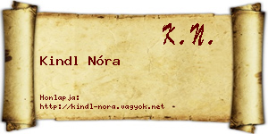 Kindl Nóra névjegykártya